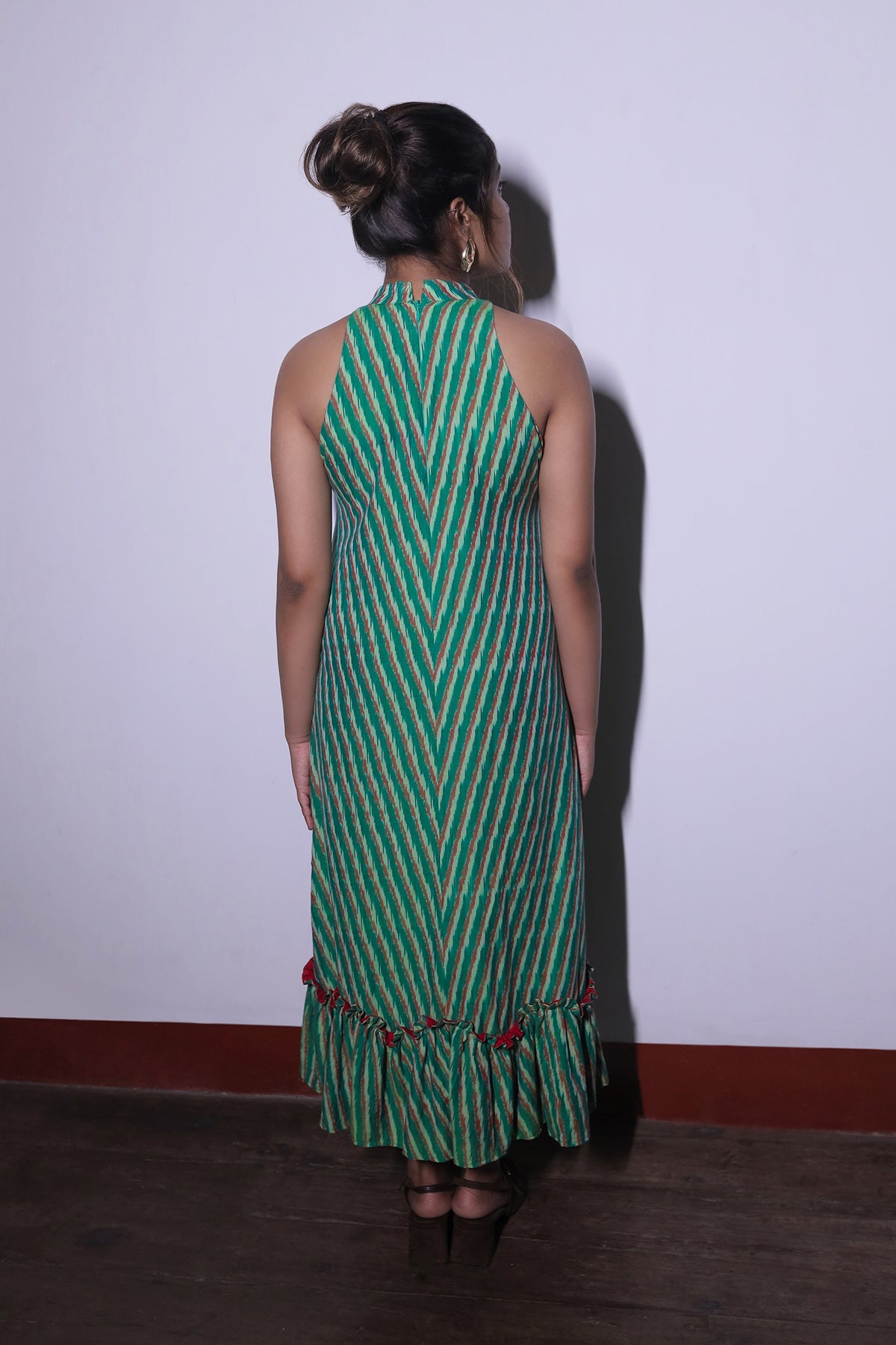 ROSELLE IKKAT HALTER NECK DRESS