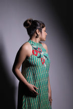 ROSELLE IKKAT HALTER NECK DRESS