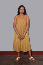 FLEX OXFORD FLORA MUSTARD  A-LINE DRES