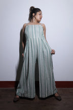 STRIPE COTTON LINEN DOBBY JUMPSUIT