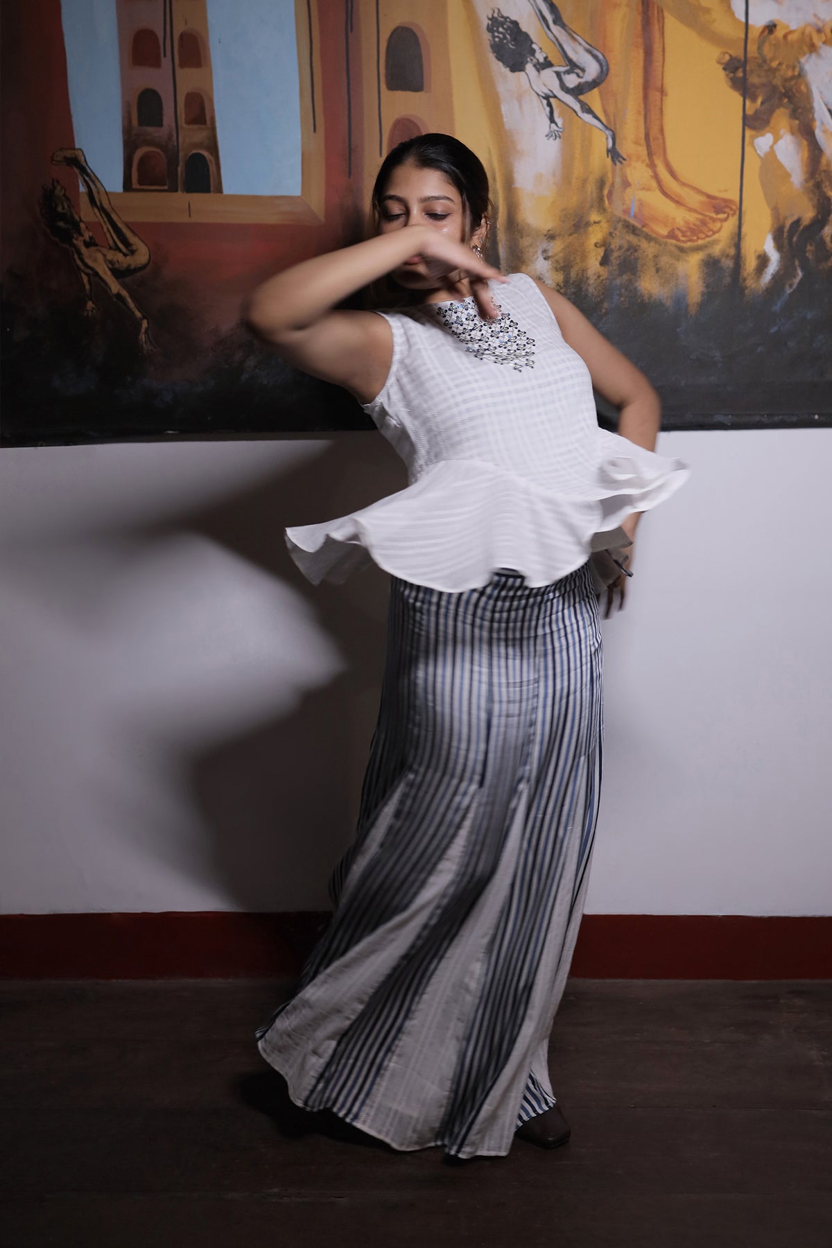 HALO  STRIPE SKIRT SET
