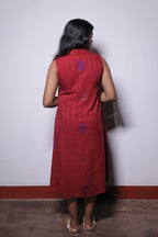 CRIMSON ABSTRACT PREMIUM JAMDHANI DRESS