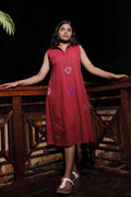 CRIMSON ABSTRACT PREMIUM JAMDHANI DRESS