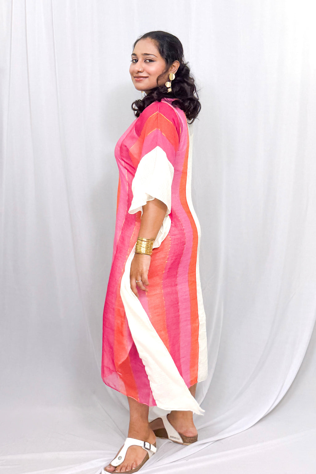 DUAL TONE STRIPED KAFTAN