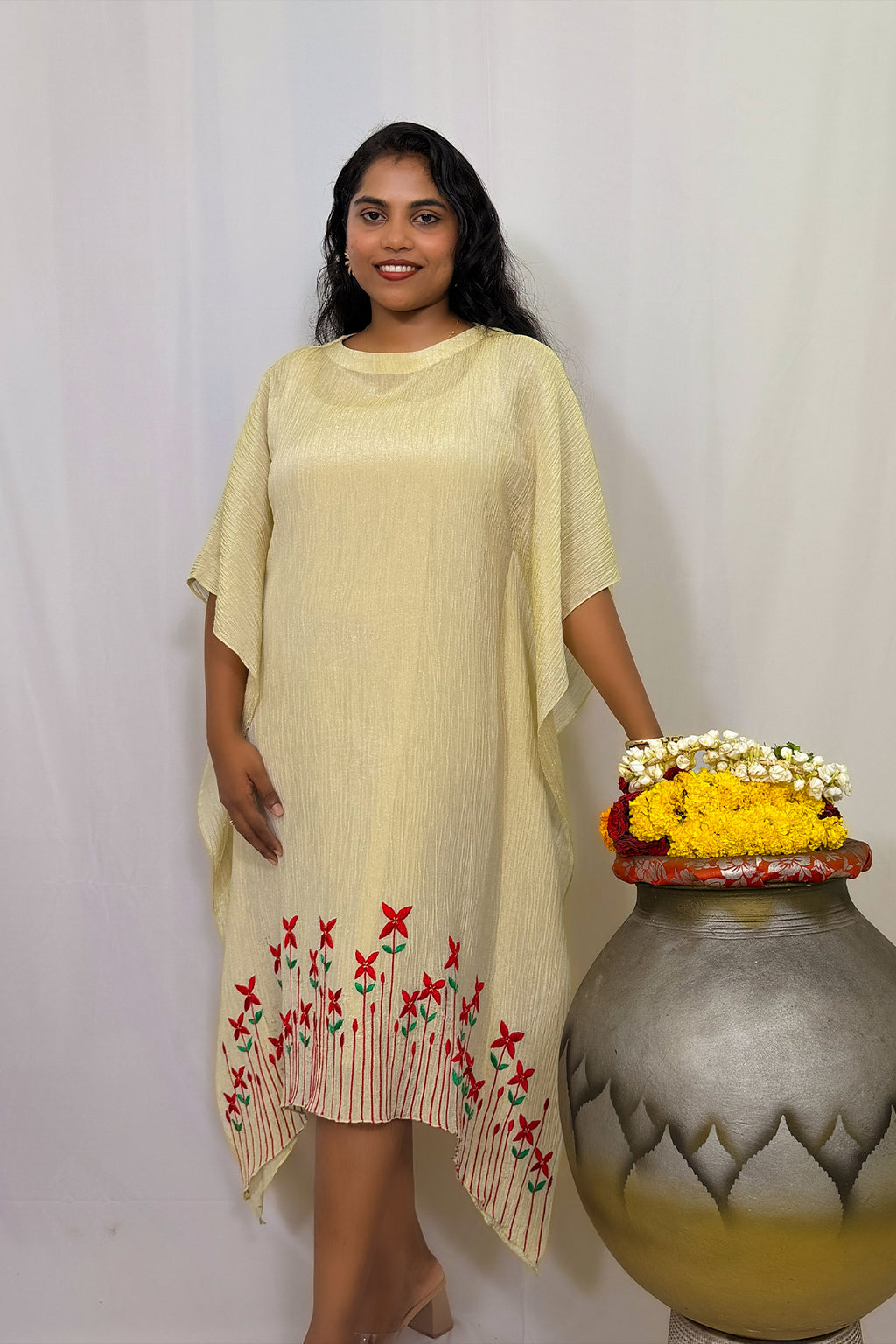 CHETHI SHIMMER PLEATED KAFTAN DRESS