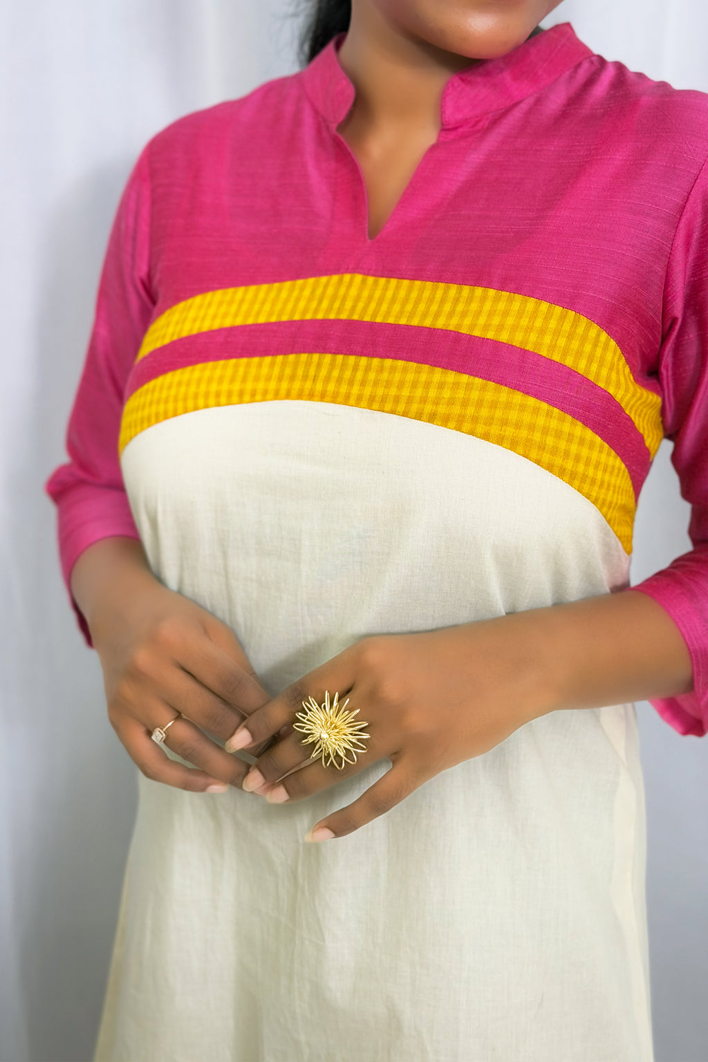 ARULI BLOSSOM COLORBLOCKED TUNIC DRESS