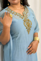 ARIA EMBELLISHED CRUSHED CHANDERI KAFTAN