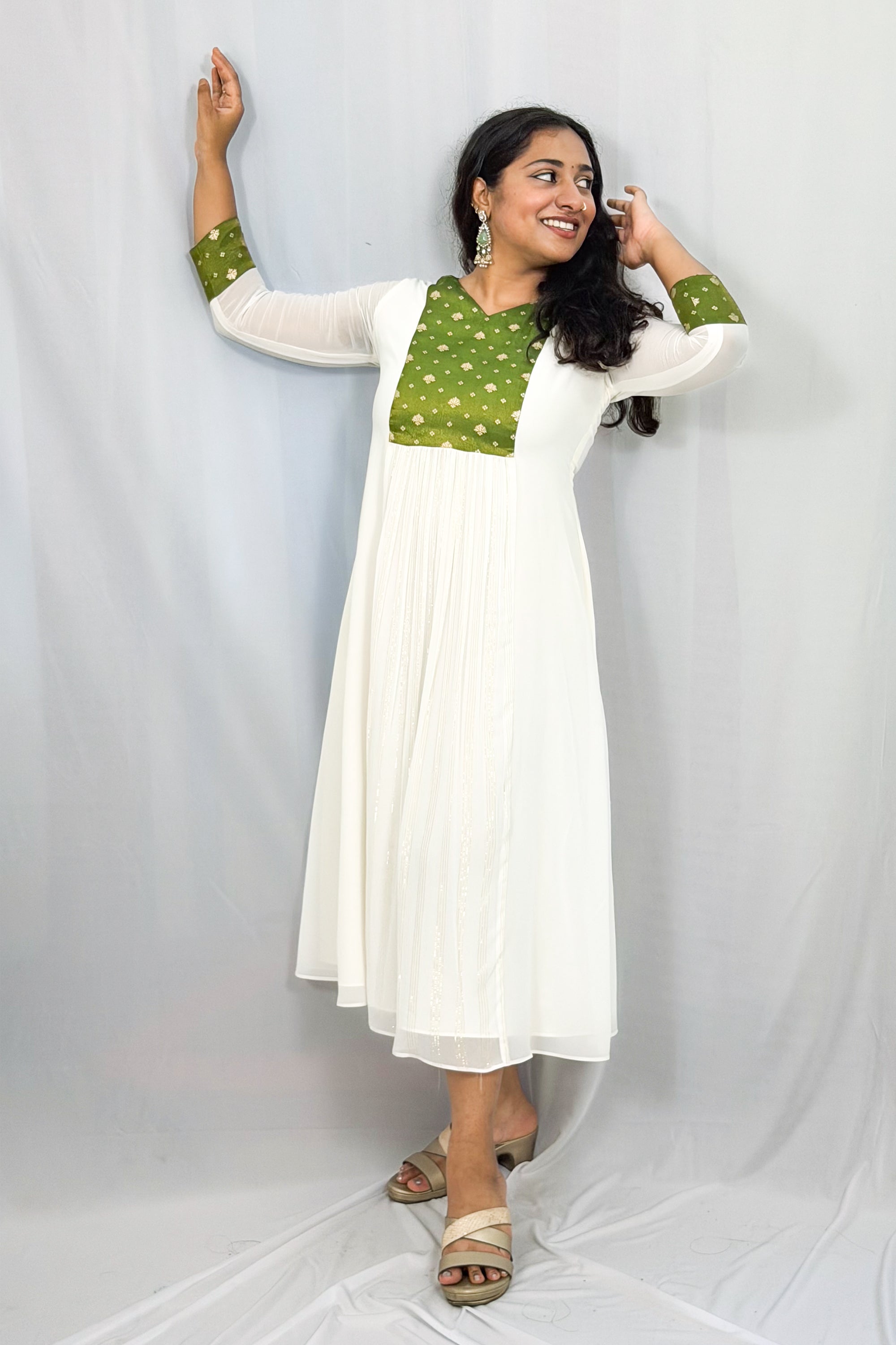 BANASARI BROCADE YOKE DRESS
