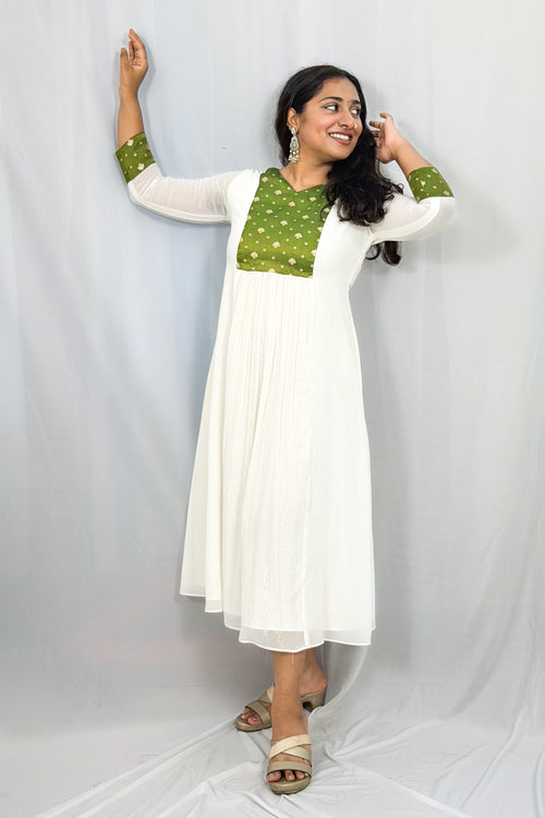 BANASARI BROCADE YOKE DRESS