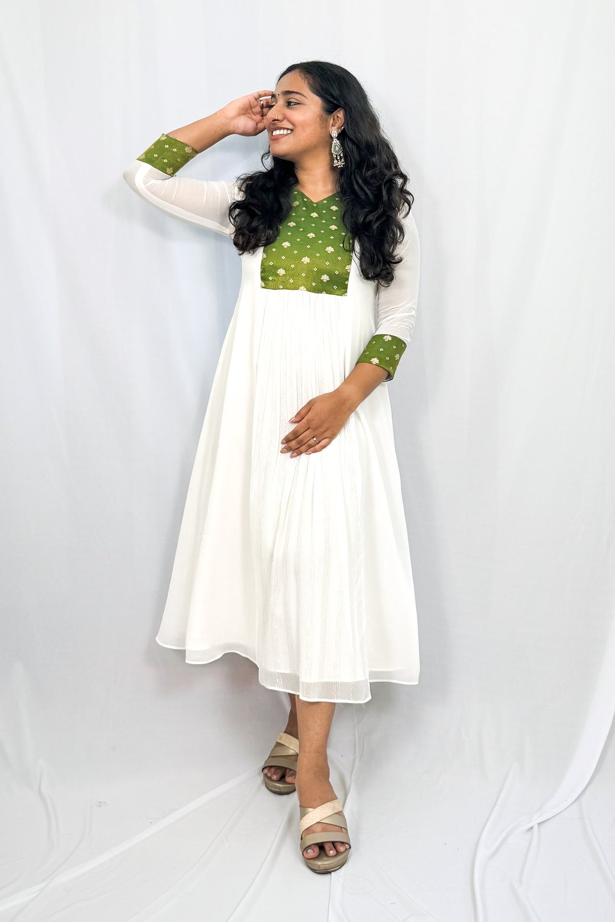BANASARI BROCADE YOKE DRESS