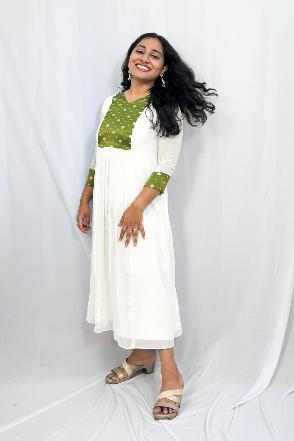 BANASARI BROCADE YOKE DRESS