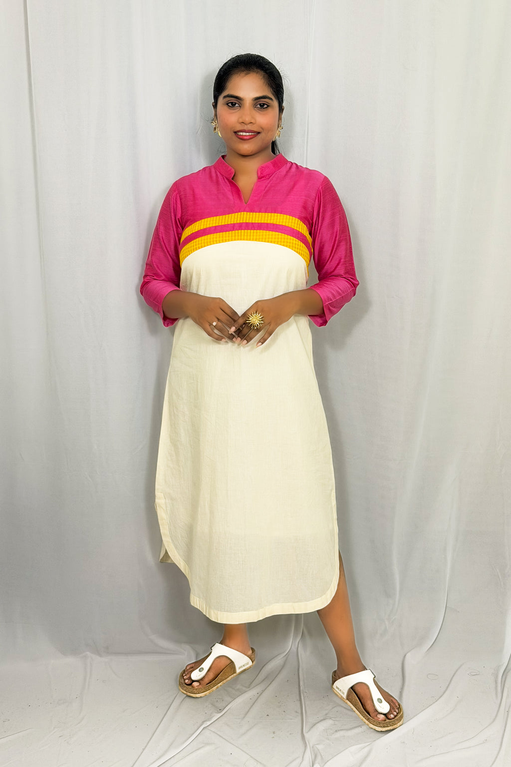 ARULI BLOSSOM COLORBLOCKED TUNIC DRESS