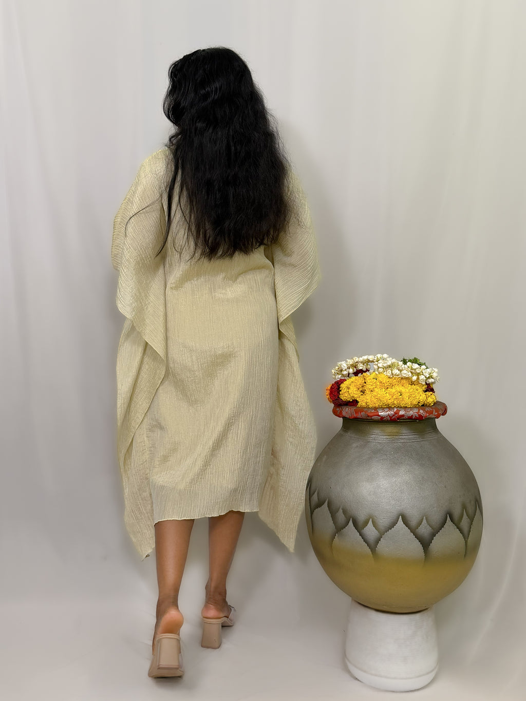CHETHI SHIMMER PLEATED KAFTAN DRESS