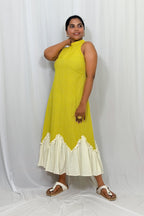 SELF DOBBY HALTER NECK DRESS
