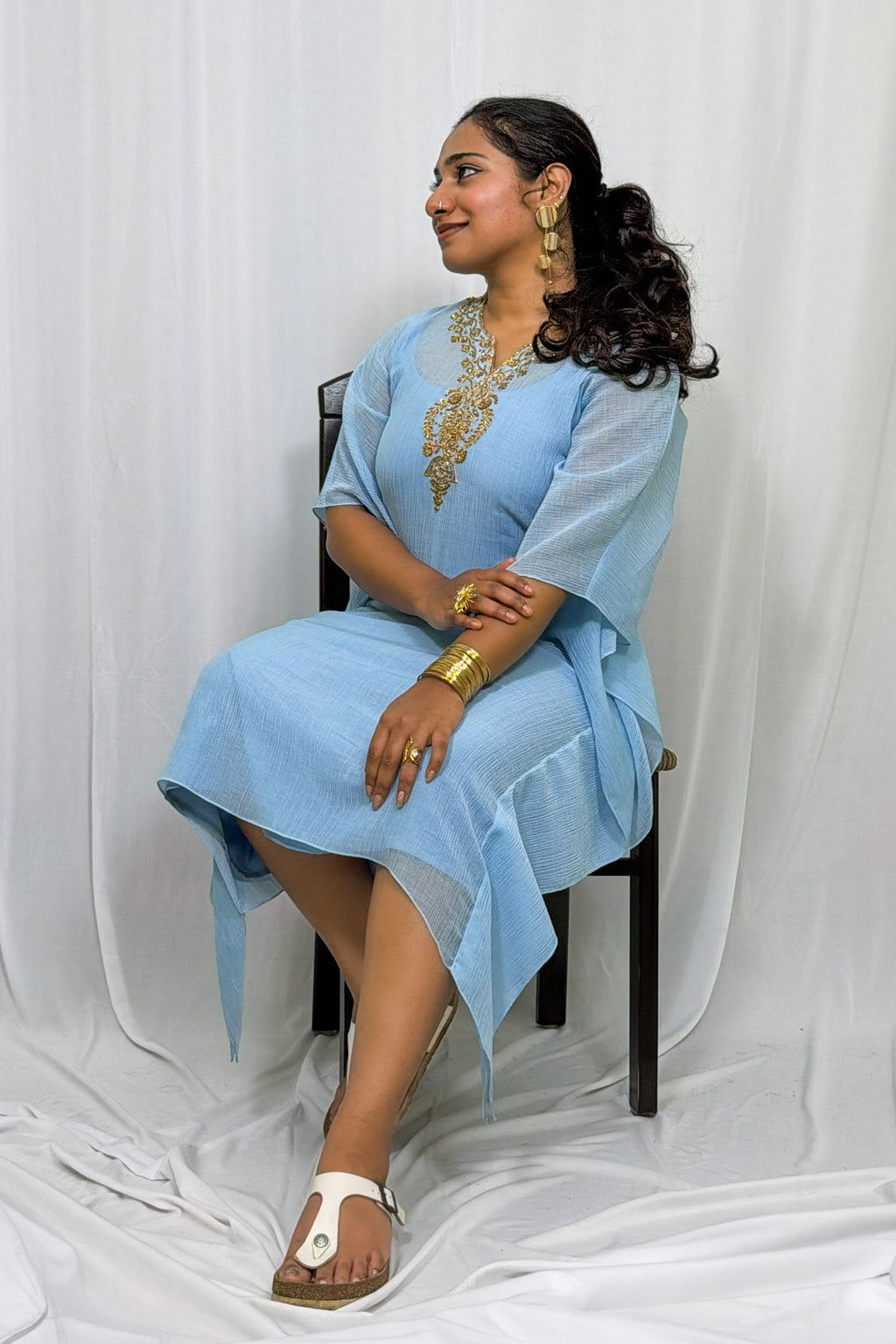 ARIA EMBELLISHED CRUSHED CHANDERI KAFTAN