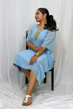 ARIA EMBELLISHED CRUSHED CHANDERI KAFTAN