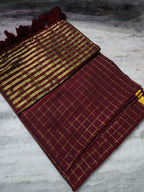 PURE MUL-COTTON ZARI CHECK SAREE