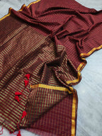 PURE MUL-COTTON ZARI CHECK SAREE